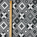 Aztec Diamonds Tapestry Fabric Upholstery 140cm, Black/White