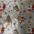 Christmas PVC Santa Xmas Tree Snowman Tablecloth Fabric, Silver