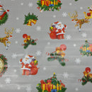 Christmas PVC Santa Rudolf Xmas Snow Tablecloth Fabric, Silver