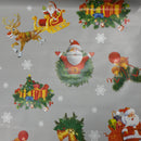 Christmas PVC Santa Rudolf Xmas Snow Tablecloth Fabric, Silver
