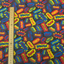 Pow! Boom! Comic Cartoon Polycotton Fabric 112cm, Black