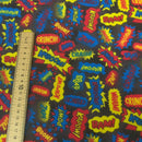 Pow! Boom! Comic Cartoon Polycotton Fabric 112cm, Black