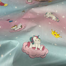 Unicorns & Rainbow PVC Plastic Oilcloth Tablecloth Fabric 54"