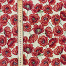 Red Poppies Floral Tapestry Upholstery Fabric 140cm