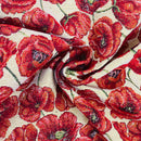 Red Poppies Floral Tapestry Upholstery Fabric 140cm