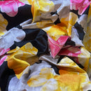 Floral Flowers Digital Printed Plush Velvet Upholstery Fabric, Black