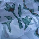 Green Bold Abstract Floral Voile Fabric 150cm, White