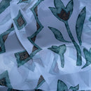 Green Bold Abstract Floral Voile Fabric 150cm, White