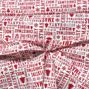 Festive Christmas Wishes Polycotton Xmas Fabric 45", White