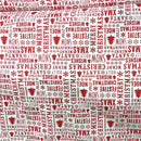 Festive Christmas Wishes Polycotton Xmas Fabric 45", White