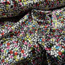 Small Ditsy Flowers Colorful Floral Satin Print Fabric 60", Black