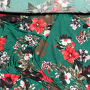 Floral Flowers Lycra Maxi Dress Fabric, Green