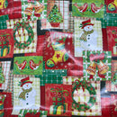 Christmas Oilcloth PVC Multi Patchwork Xmas Tablecloth Fabric