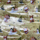 Christmas Print  Santa Xmas Table Cloth Oilcloth PVC  Fabric, Gold