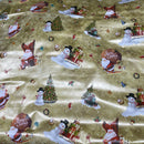 Christmas Print  Santa Xmas Table Cloth Oilcloth PVC  Fabric, Gold