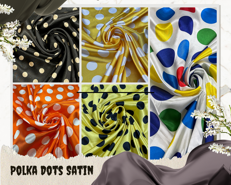 Polka Dot Satin Fabric Dress Draping Costumes Halloween 60" Wide