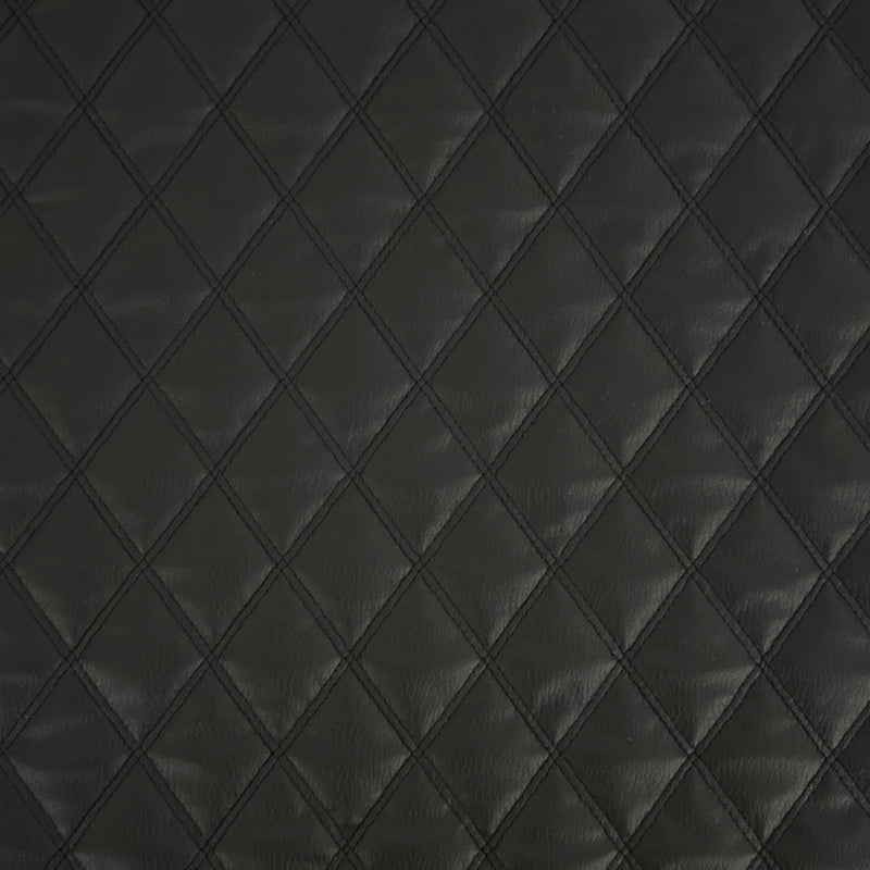 Black Quilted Bentley Double Stitch Leather Car Seats Upholstery Fabric 54" Black