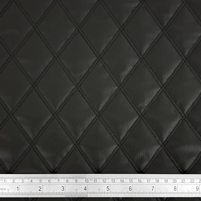 Black Quilted Bentley Double Stitch Leather Car Seats Upholstery Fabric 54" Black