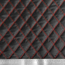 Red Quilted Bentley Double Stitch Leather Car Seats Upholstery Fabric 54" Black