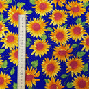 27m Yellow Sunflowers Rose & Hubble Cotton Poplin Fabric 45", Royal Blue
