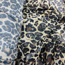 Power Mesh Lycra Net Stretch Fabric, Per Metre - Leopard Spots Print - Nude Gold