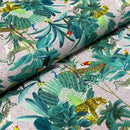 Tropical Palm Trees Parrots Peacocks Animals 100% Cotton Craft Fabric 54", Pink