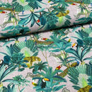 Tropical Palm Trees Parrots Peacocks Animals 100% Cotton Craft Fabric 54", Pink