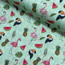 Tropical Birds Pecans 100% Cotton Craft Fabric 54", Green