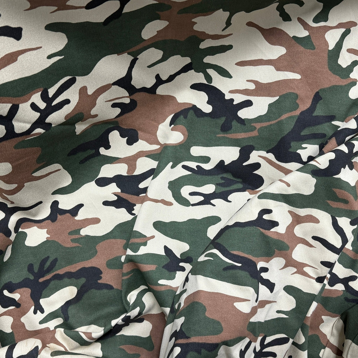 Army Camo 100% Cotton Drill Camouflage Dress Craft Fabric 137cm, Beige/Green - Bull Ring Fabrics