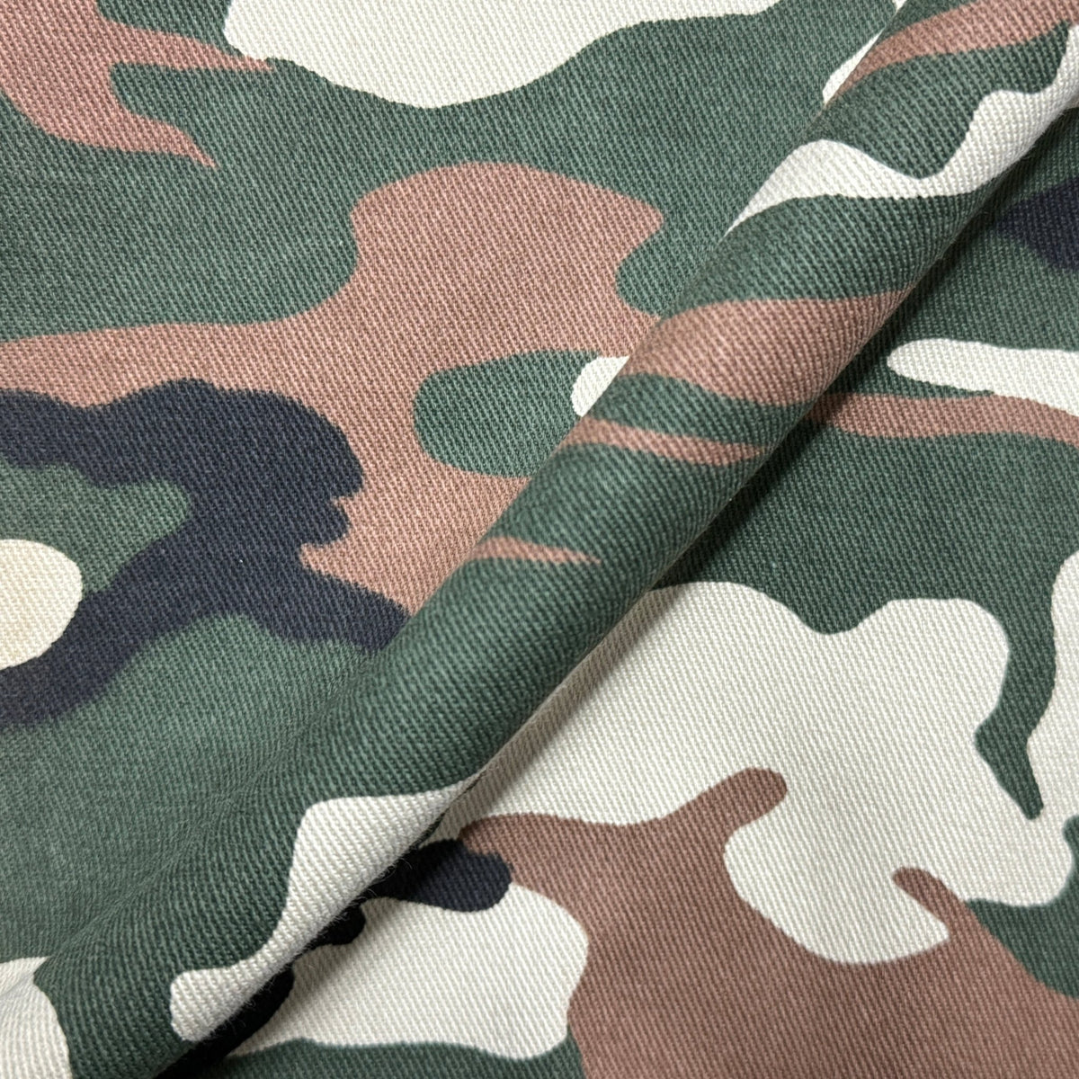Army Camo 100% Cotton Drill Camouflage Dress Craft Fabric 137cm, Beige/Green - Bull Ring Fabrics