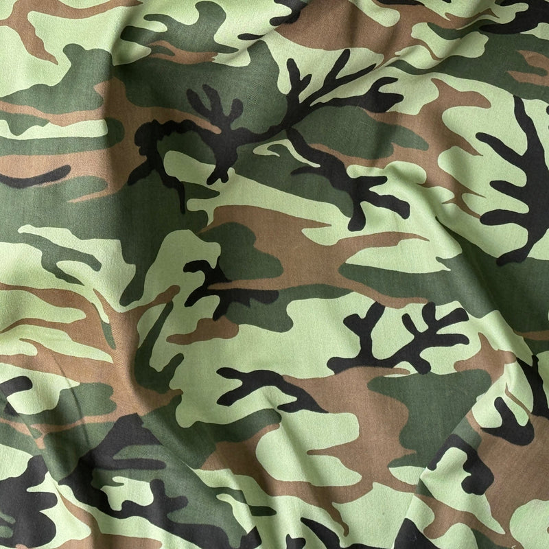 Army Camo 100% Cotton Drill Camouflage Dress Craft Fabric 137cm, Green - Bull Ring Fabrics