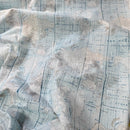 Atlantic Ocean Map Print Cotton Craft Curtain Upholstery Fabric - Bull Ring Fabrics