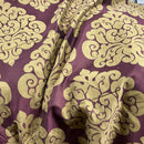 Beige Damask Upholstery Curtain Brocade Fabric, Purple - Bull Ring Fabrics