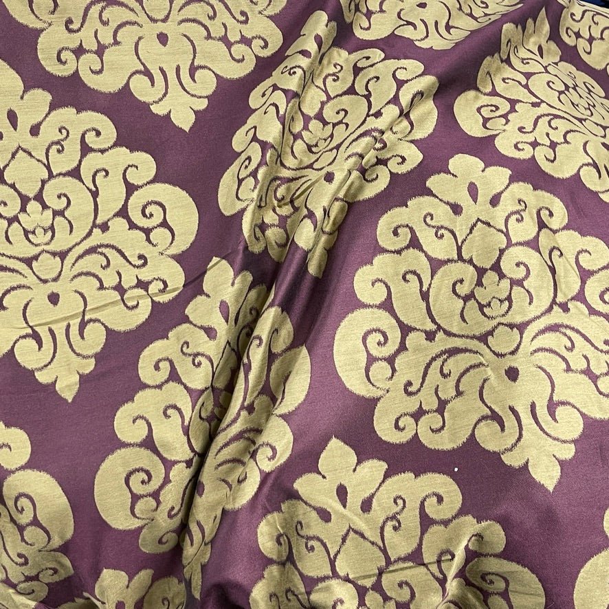 Beige Damask Upholstery Curtain Brocade Fabric, Purple - Bull Ring Fabrics