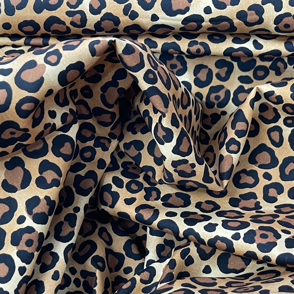 Beige Leopard Spots 100% Cotton Poplin Fabric Rose & Hubble 112cm - Bull Ring Fabrics