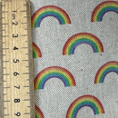 Beige Linen Fabric Curtain Blinds Cushions Upholstery LGBT 54", SMALL RAINBOWS - Bull Ring Fabrics