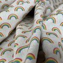 Beige Linen Fabric Curtain Blinds Cushions Upholstery LGBT 54", SMALL RAINBOWS - Bull Ring Fabrics
