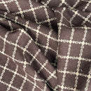 Beige Square Checks Wool Blend Coating Fabric, Brown - Bull Ring Fabrics
