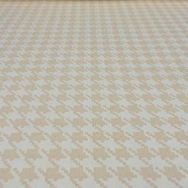 Beige/Gold Houndstooth Cotton Vintage Fabric - Bull Ring Fabrics