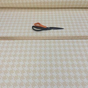 Beige/Gold Houndstooth Cotton Vintage Fabric - Bull Ring Fabrics