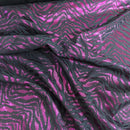 Black Cerise Metallic Satin Fabric Zebra Print Bonded Dress Material - Bull Ring Fabrics