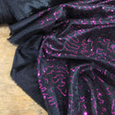 Black Cerise Metallic Satin Fabric Zebra Print Bonded Dress Material - Bull Ring Fabrics