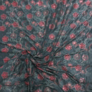Black Paisley Embroidered Taffeta Fabric Sequins Red Floral Bridal Dress 60" - Bull Ring Fabrics