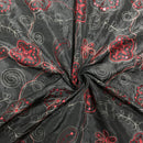 Black Paisley Embroidered Taffeta Fabric Sequins Red Floral Bridal Dress 60" - Bull Ring Fabrics