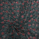 Black Paisley Embroidered Taffeta Fabric Sequins Red Floral Bridal Dress 60" - Bull Ring Fabrics