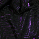 Black Purple Metallic Satin Fabric Zebra Print Bonded Dress Material - Bull Ring Fabrics