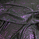 Black Purple Metallic Satin Fabric Zebra Print Bonded Dress Material - Bull Ring Fabrics