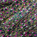 Black Sheer Chiffon Fabric Cerise Floral Paisley Print Dress Scarf Hijab - Bull Ring Fabrics