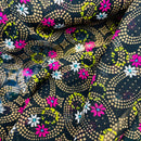 Black Sheer Chiffon Fabric Cerise Floral Paisley Print Dress Scarf Hijab - Bull Ring Fabrics