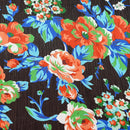 Black Sheer Chiffon Fabric Orange Floral Flowers Print Dress Scarf Hijab - Bull Ring Fabrics